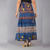 Blue Yellow Ethnic Print Maxi Skirt - Frionkandy