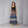 Blue Yellow Ethnic Print Maxi Skirt - Frionkandy