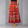 Red Ethnic Print Maxi Skirt - Frionkandy