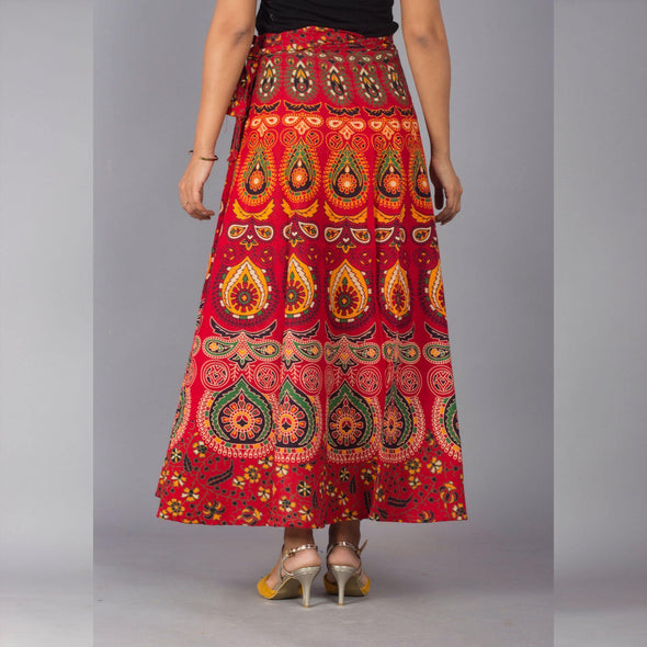 Red Ethnic Print Maxi Skirt - Frionkandy