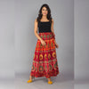 Red Ethnic Print Maxi Skirt - Frionkandy