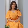 Women's Rayon Yellow Lehariya Print Kaftan With Skirt - FrionKandy
