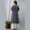 Women's Rayon Navy Blue Lehariya Print Kaftan With Skirt - FrionKandy