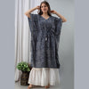 Women's Rayon Navy Blue Lehariya Print Kaftan With Skirt - FrionKandy