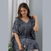 Women's Rayon Navy Blue Lehariya Print Kaftan With Skirt - FrionKandy