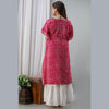 Women's Rayon Pink Lehariya Print Kaftan With Skirt - FrionKandy