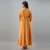 Women's Leheriya Yellow Flared Rayon Dress - URD1263 - Frionkandy