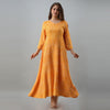 Women's Leheriya Yellow Flared Rayon Dress - URD1263 - Frionkandy