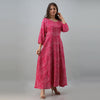 Women's Leheriya Pink Flared Rayon Dress - FrionKandy