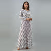 Women's Polka Print White Flared Rayon Dress - URD1267 - Frionkandy