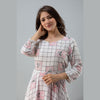 Women's Checkered White Flared Rayon Dress - URD1272 - Frionkandy
