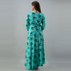 Women's Floral Print Light Blue Flared Rayon Dress - URD1273 - Frionkandy
