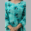 Women's Floral Print Light Blue Flared Rayon Dress - FrionKandy