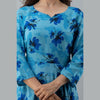 Women's Floral Print Blue Flared Rayon Dress - URD1274 - Frionkandy