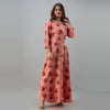 Women's Floral Print Pink Flared Rayon Dress - FrionKandy