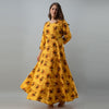 Women's Floral Print Yellow Flared Rayon Dress - FrionKandy
