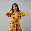 Women's Floral Print Yellow Flared Rayon Dress - FrionKandy