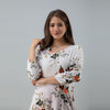 Women's Floral Print White Flared Rayon Dress - URD1279 - Frionkandy