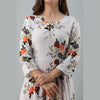 Women's Floral Print White Flared Rayon Dress - URD1279 - Frionkandy