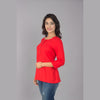Rayon Red Solid Round Neck Casual Top - FrionKandy