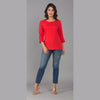 Rayon Red Solid Round Neck Casual Top - FrionKandy