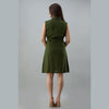 Rayon Bottle Green Solid Shirt Style Sleeveless Long Top - FrionKandy