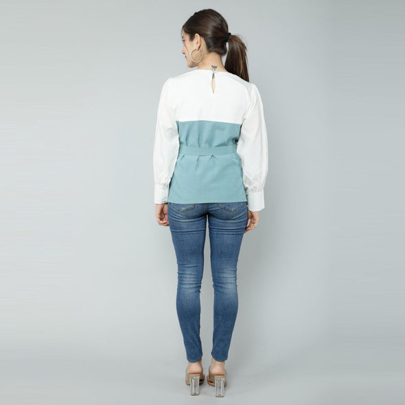 Neo Mint White Flapped Top - Frionkandy