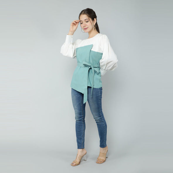 Neo Mint White Flapped Top - Frionkandy