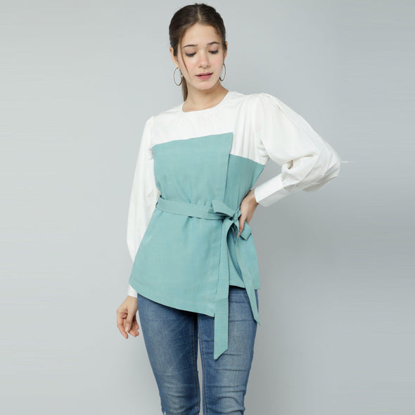 Neo Mint White Flapped Top - Frionkandy