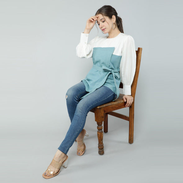 Neo Mint White Flapped Top - Frionkandy