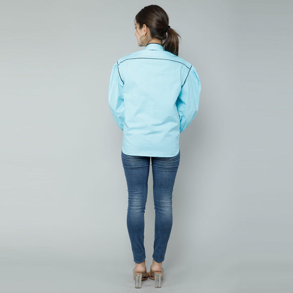Women's Cotton Modal Solid Shirt Styled Top - FrionKandy