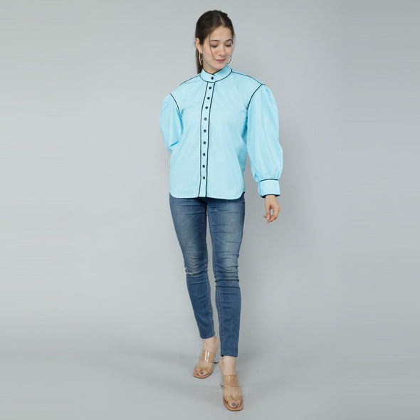 Women's Cotton Modal Solid Shirt Styled Top - FrionKandy