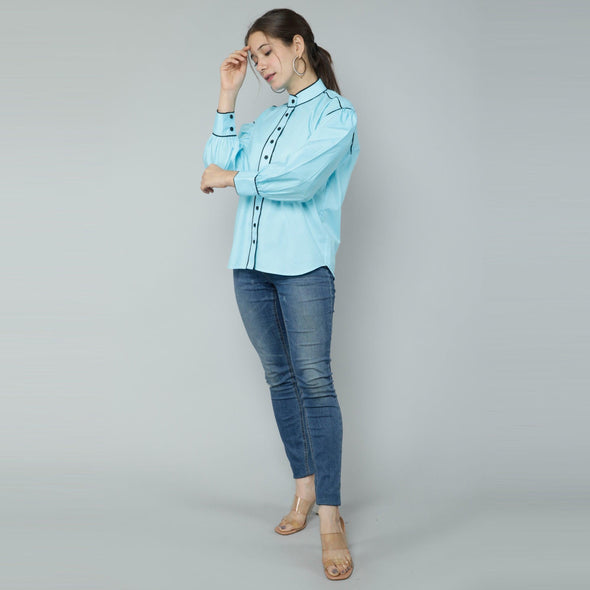 Women's Cotton Modal Solid Shirt Styled Top - FrionKandy