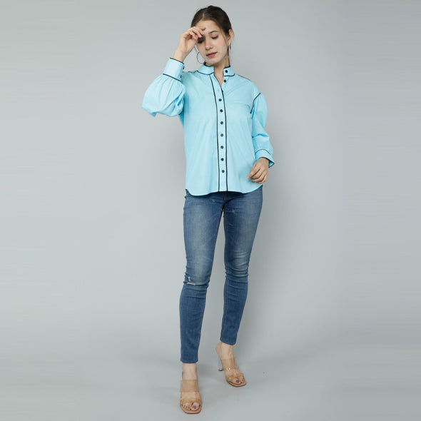 Women's Cotton Modal Solid Shirt Styled Top - FrionKandy