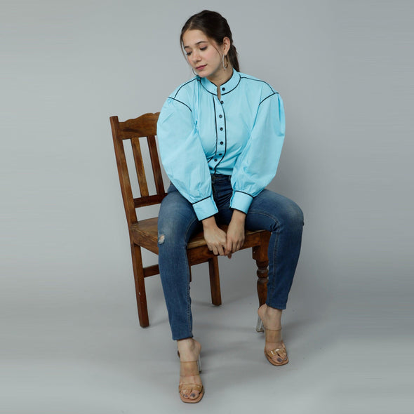 Women's Cotton Modal Solid Shirt Styled Top - FrionKandy