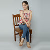 Women's Cotton Modal Floral Print Smocked Peplum Crop Top - FrionKandy