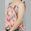 Women's Cotton Modal Floral Print Smocked Peplum Crop Top - FrionKandy