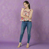 Women's Cotton Modal Floral Print Smocked Peplum Crop Top - FrionKandy