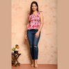 Pink Bird Printed Shirred Top - FrionKandy