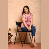 Pink Bird Printed Shirred Top - FrionKandy