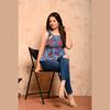 Blue Bird Printed Shirred Top - FrionKandy