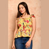 Yellow Bird Printed Shirred Top - FrionKandy