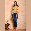 Yellow Bird Printed Shirred Top - FrionKandy