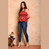 Red Bird Printed Shirred Top - FrionKandy