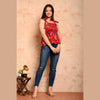 Red Bird Printed Shirred Top - FrionKandy