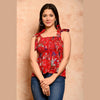 Red Bird Printed Shirred Top - Frionkandy