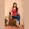 Red Bird Printed Shirred Top - FrionKandy