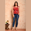 Red Bird Printed Shirred Top - FrionKandy