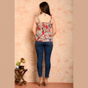 Peach Bird Printed Shirred Top - FrionKandy