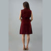 Rayon Maroon Solid Shirt Style Sleeveless Long Top - Frionkandy